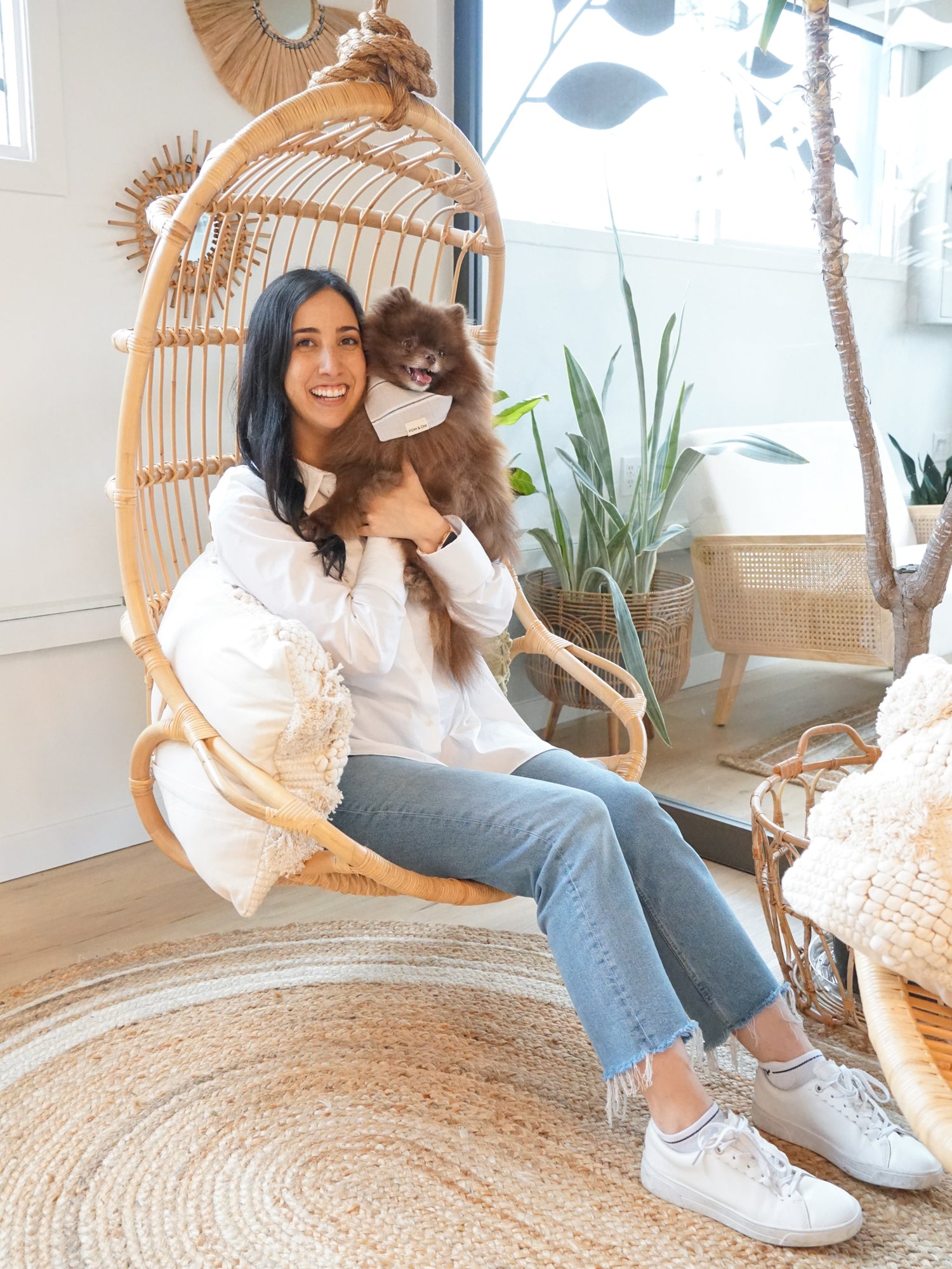 POM & CHI Founder Julie and her dog Bear