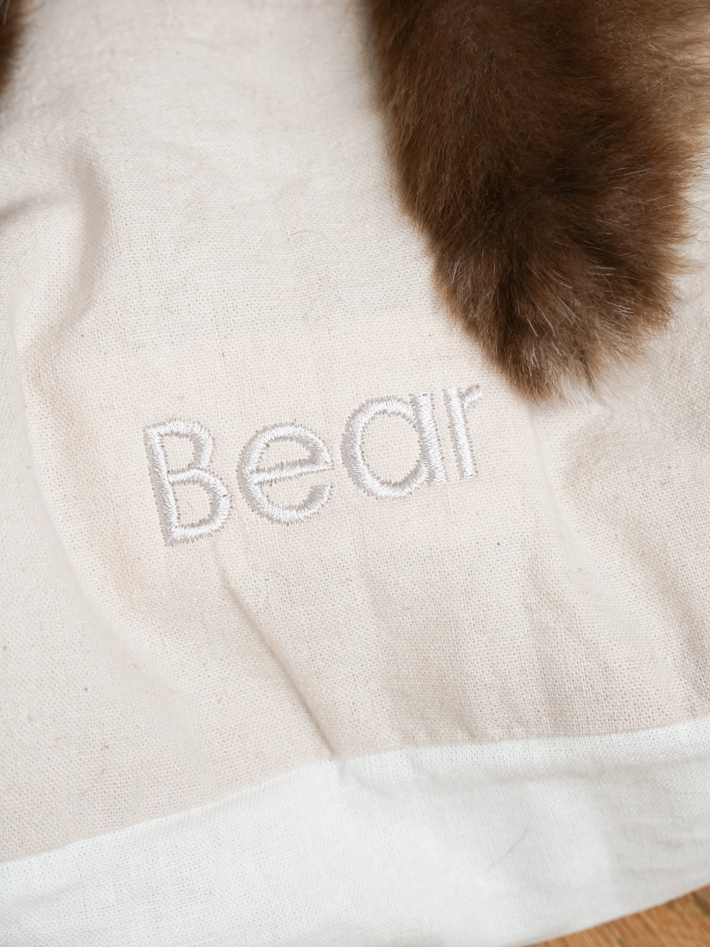 POM & Chi Pet Boutique small dog bed with custom embroidery