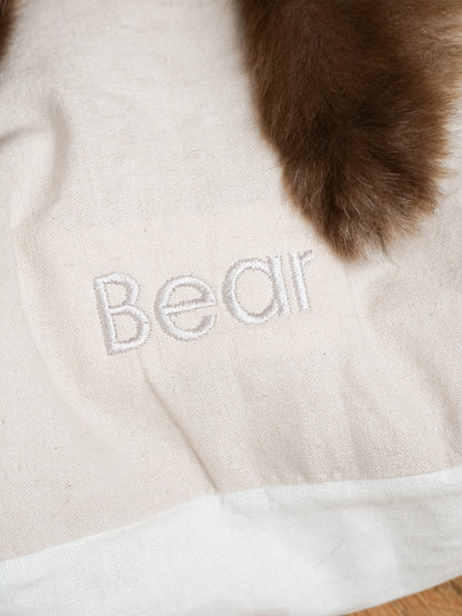 POM & Chi Pet Boutique small dog bed with custom embroidery
