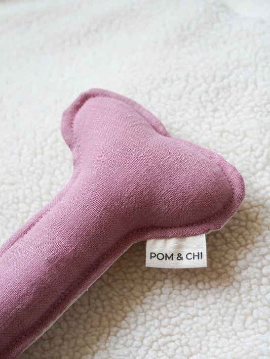 POM & CHI Pet Boutique Small Dog Squeaker Bone Toy in Dusted Rose