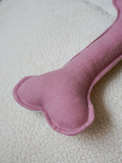 POM & CHI Pet Boutique Small Dog Squeaker Bone Toy in Dusted Rose