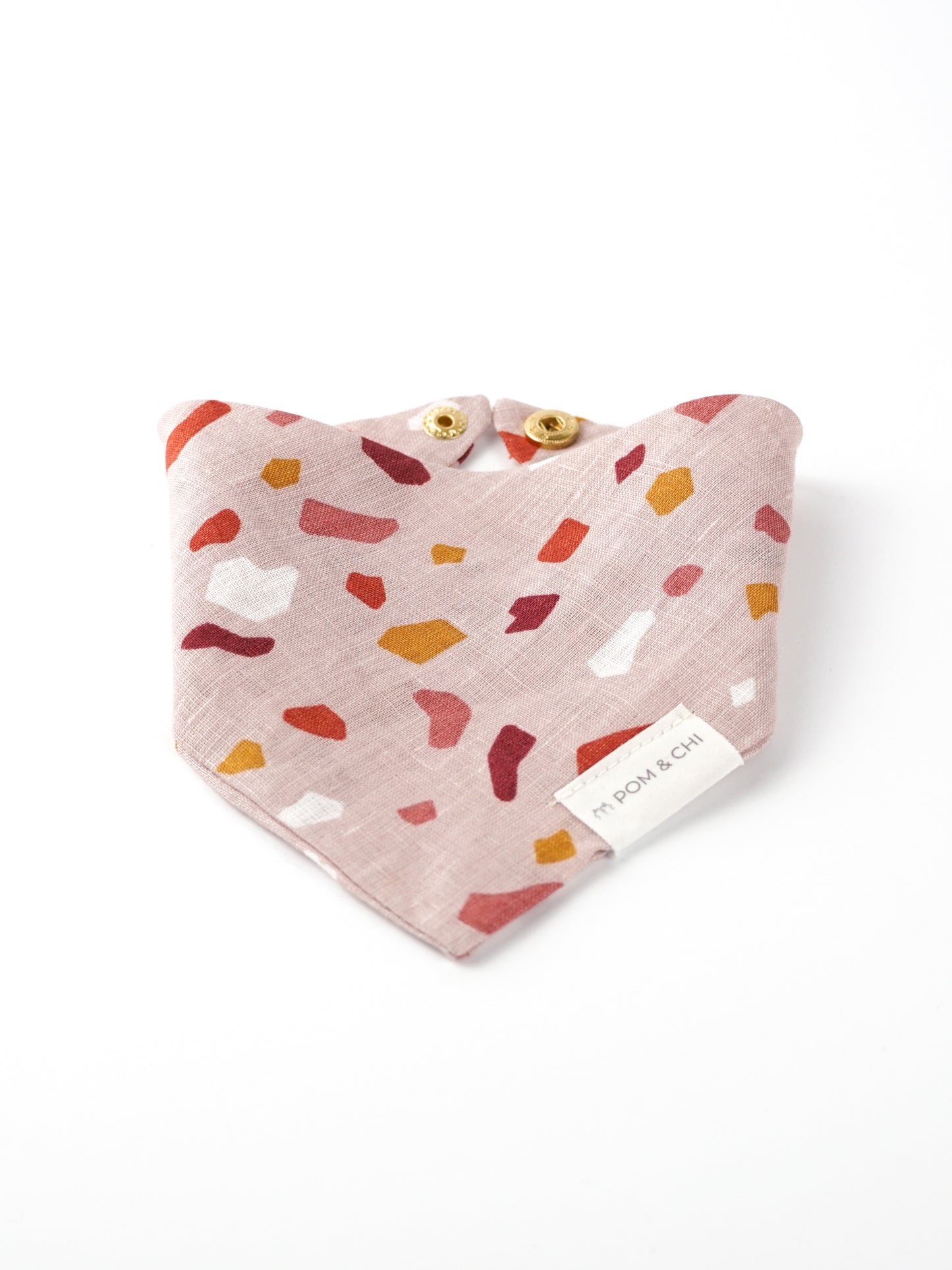 Pom & Chi small dog bandana pink terrazzo frontside
