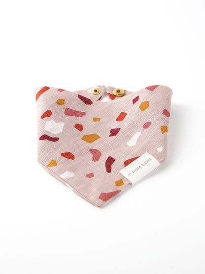 Pom & Chi small dog bandana pink terrazzo frontside