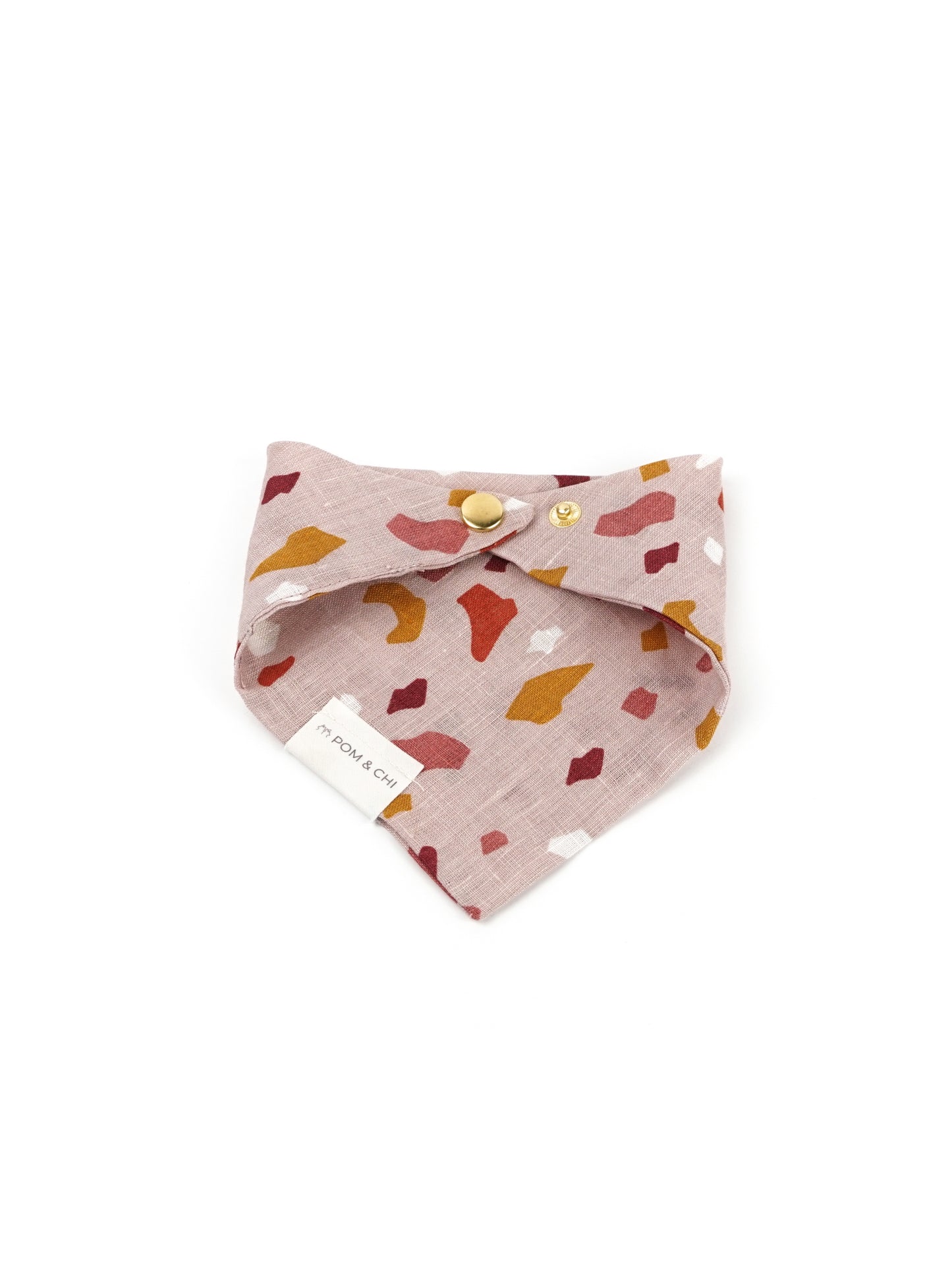 Pom & Chi small dog bandana pink terrazzo backside