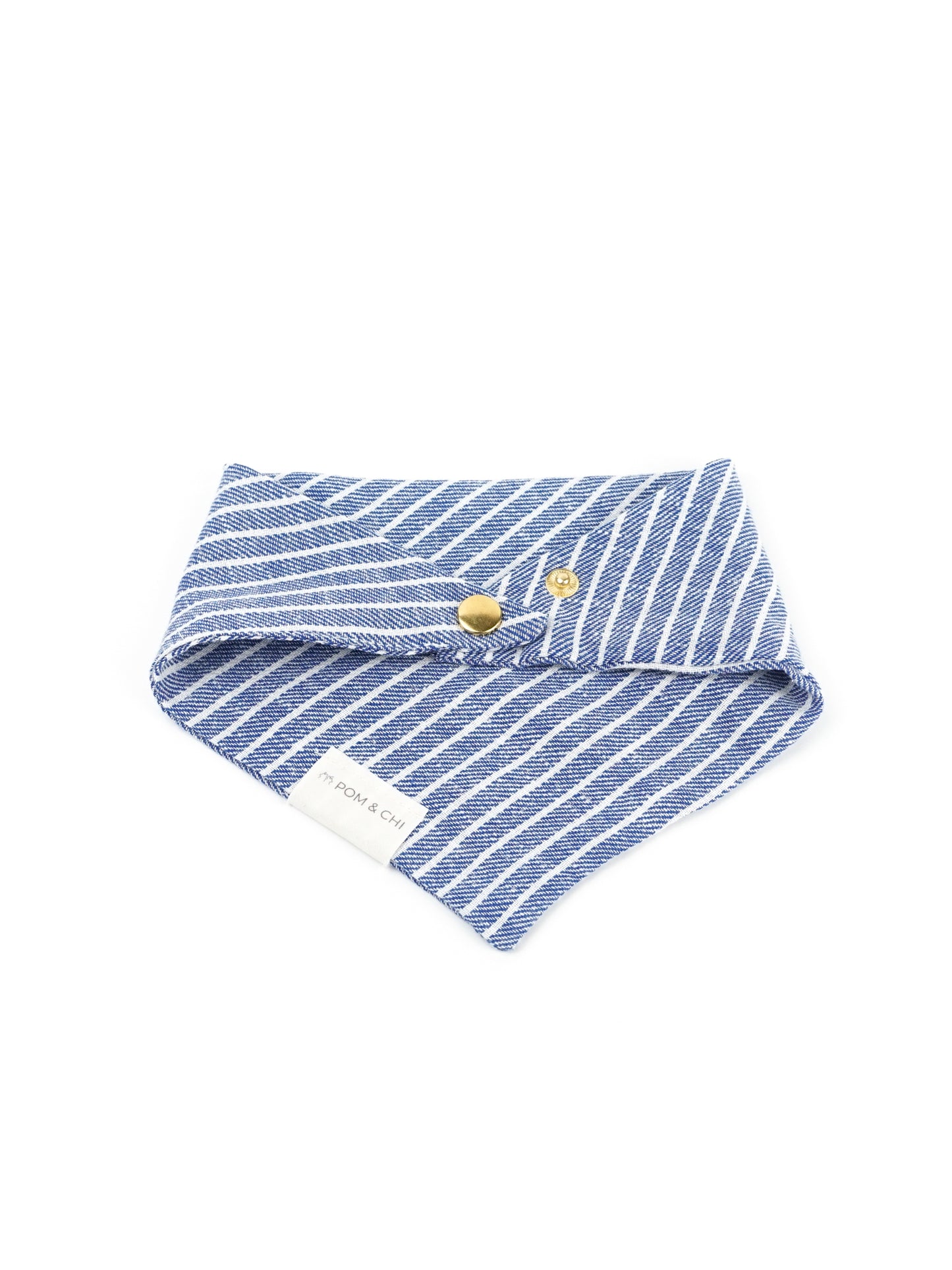 Pom & Chi small dog bandana in coastal stripe ocean backside