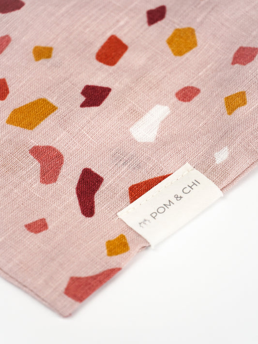 Pom & Chi small dog bandana pink terrazzo closeup