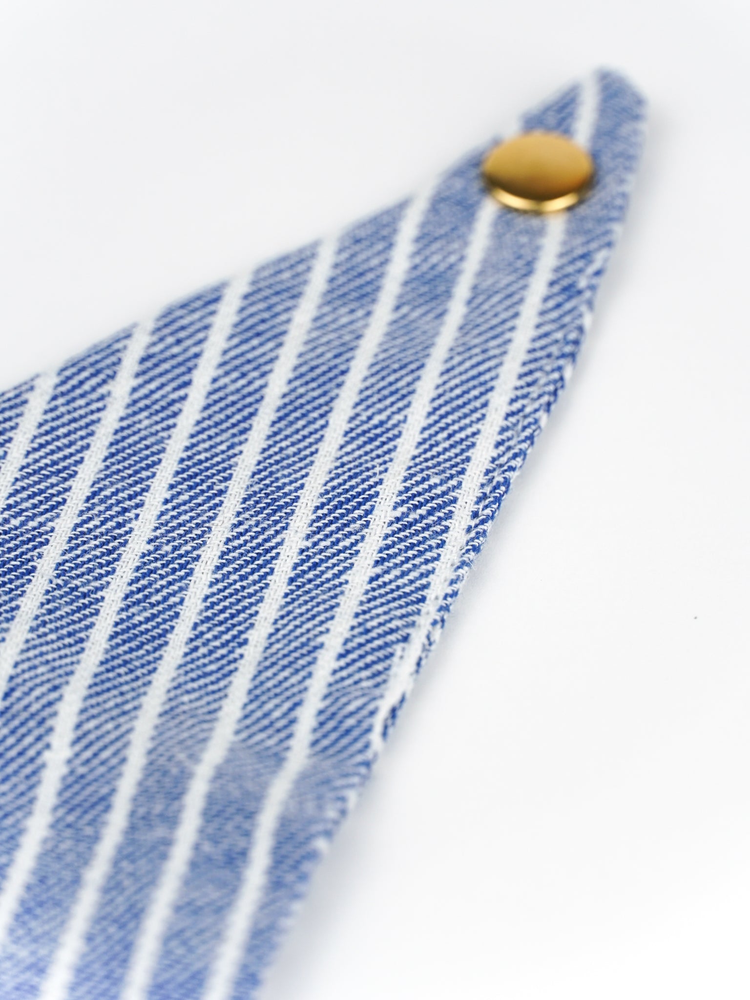 Pom & Chi small dog bandana in coastal stripe ocean gold hardware detail