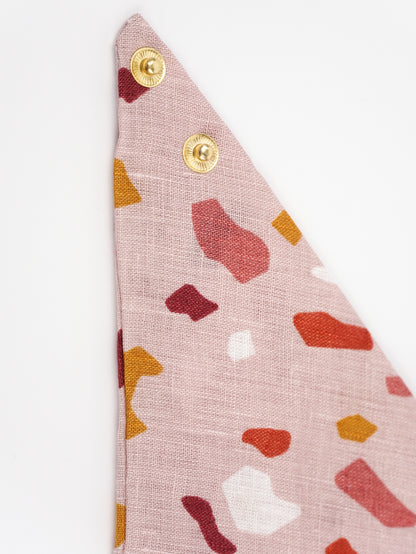 Pom & Chi small dog bandana pink terrazzo brass details